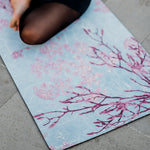Load image into Gallery viewer, Luxe Vegan Suede Microfiber/ Recycled Rubber Printed Yoga Mat - FLORAL CORAL