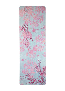 Luxe Vegan Suede Microfiber/ Recycled Rubber Printed Yoga Mat - FLORAL CORAL