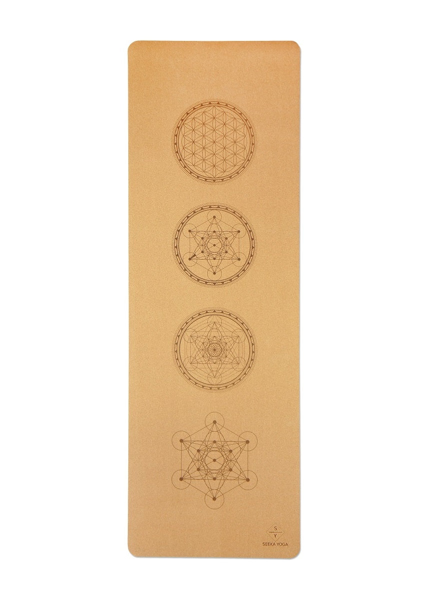 Natural Cork Yoga Mat - Sacred Geometry Mandala