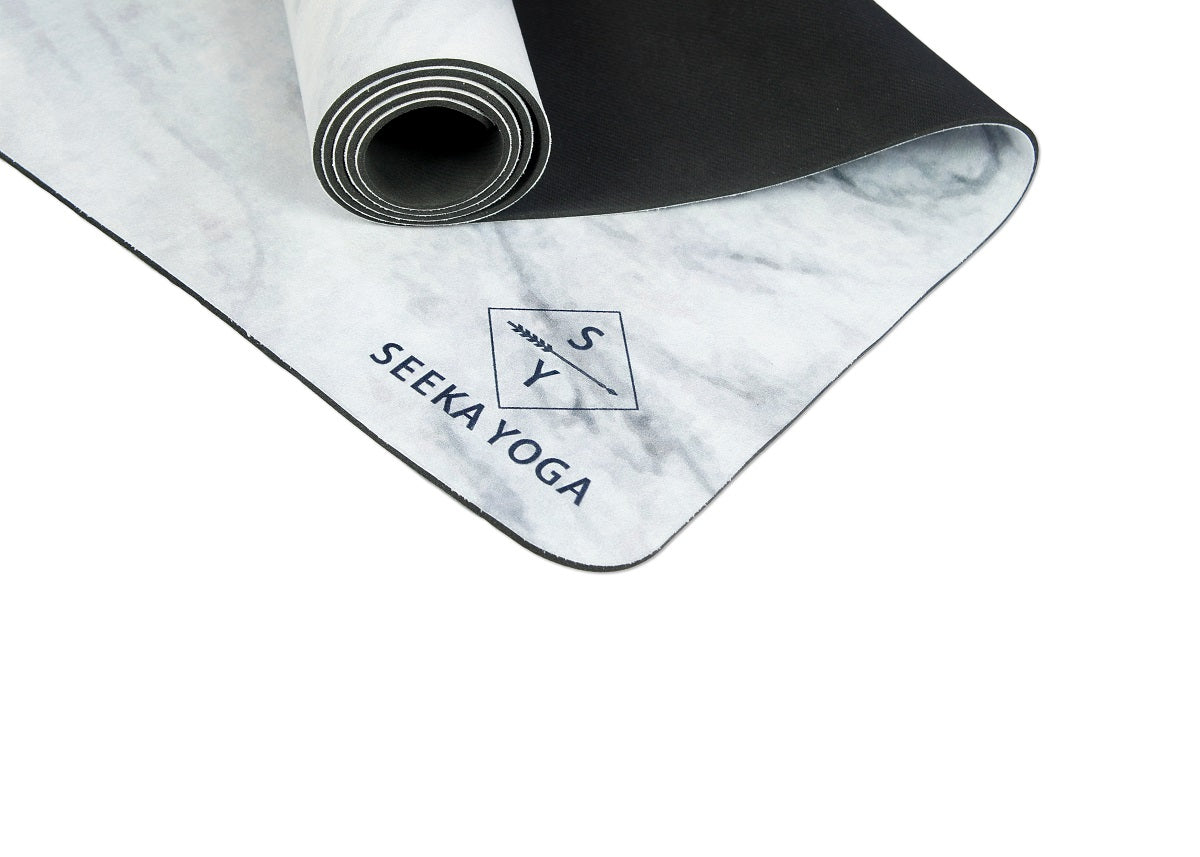 Luxe Vegan Suede Microfiber/ Recycled Rubber Printed Yoga Mat - MARBLE MANDALA