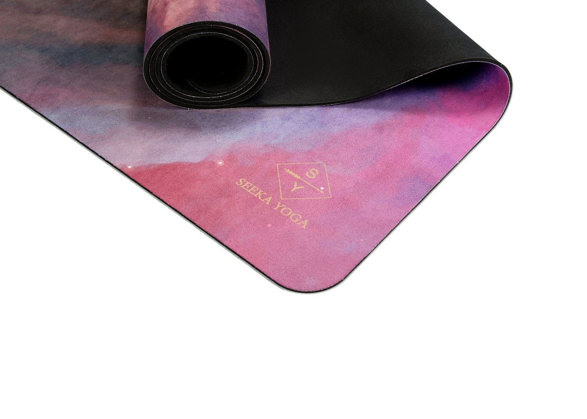 Luxe Vegan Suede Microfiber/ Recycled Rubber Printed Yoga Mat - SPACE –  Seeka Yoga