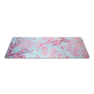 Luxe Vegan Suede Microfiber/ Recycled Rubber Printed Yoga Mat - FLORAL CORAL