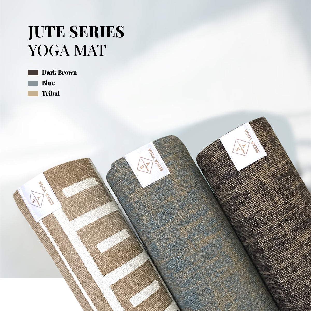 FOILLER Premium Natural Jute Yoga Mat. Organic & Eco Friendly. Non Slip -  Standard Size 68 x 24 x 5mm for Women and Men, Workout Mat for Yoga